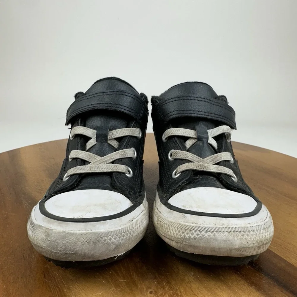 Little Kids Converse Chuck Taylor All Star Mid TD Black Leather Boots Size 10 C
